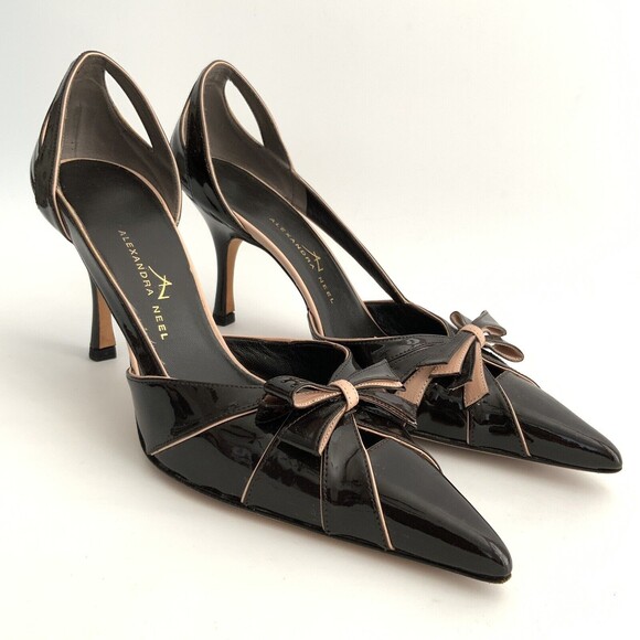Alexandra Neel Pumps Women Size 38 US 8M Brown Patent Leather Point-toe Heels - Picture 11 of 11